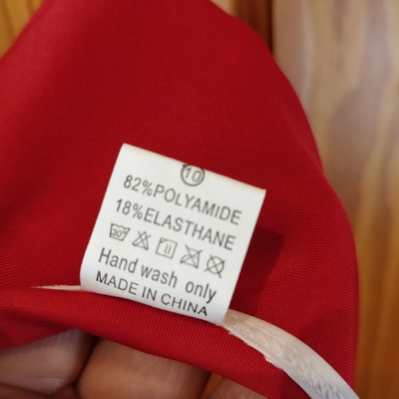 Red & White High-Cut One Piece Swimsuit LG Retro Monokini Bold Style - Picture 7 of 8